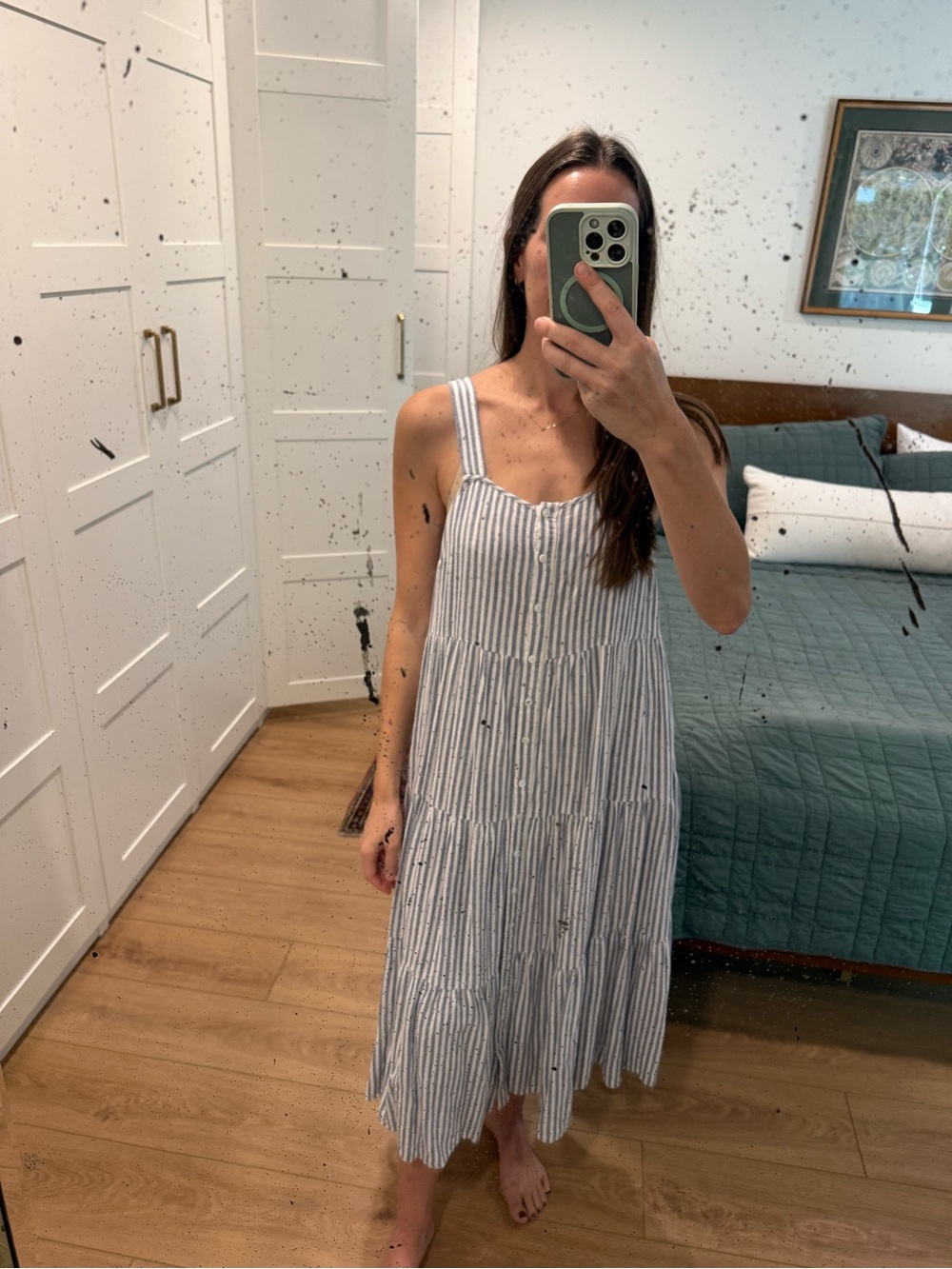 Madewell Button Front Tiered Midi Stripe Small